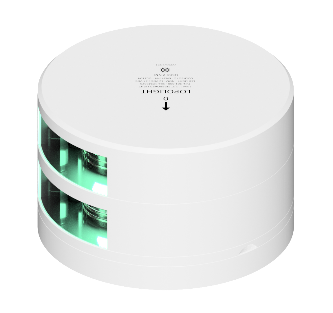 2nm 112,5° Green, Starboard, Dbl, white coated, UL 2nm 112,5° Green, Starboard, Dbl, white coated, UL